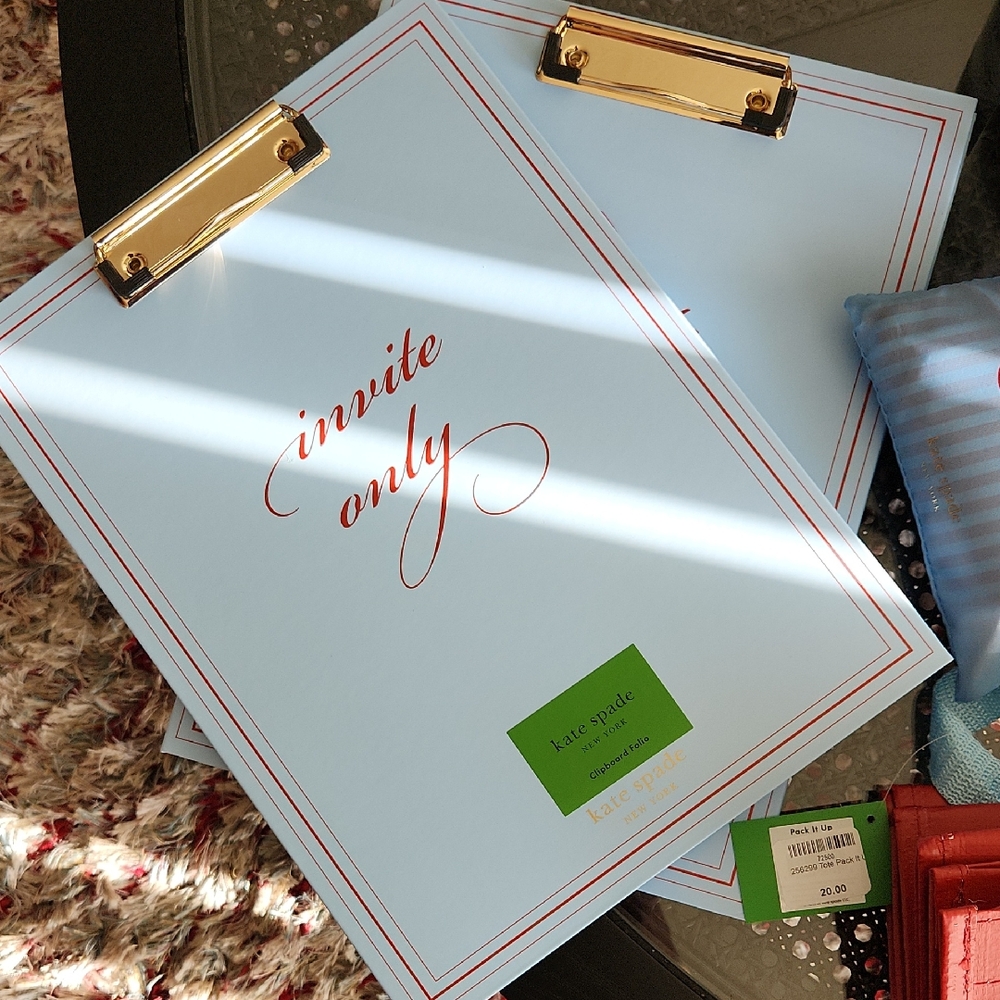 Kate Spade Light Blue and Gold Clipboard Notebook